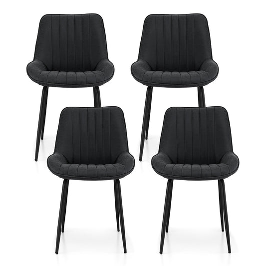 Artiss 4x Dining Chairs Black Retro PU Leather Kitchen Cafe Seat