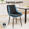 Artiss 4x Dining Chairs Black Retro PU Leather Kitchen Cafe Seat