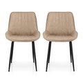 Artiss 2x Dining Chairs Retro PU Leather Kitchen Café Khaki