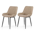 Artiss 2x Dining Chairs Retro PU Leather Kitchen Café Khaki