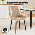 Artiss 2x Dining Chairs Retro PU Leather Kitchen Café Khaki