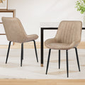 Artiss 2x Dining Chairs Retro PU Leather Kitchen Café Khaki