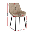 Artiss 4x Dining Chairs Retro PU Leather Kitchen Khaki