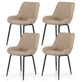 Artiss 4x Dining Chairs Retro PU Leather Kitchen Khaki