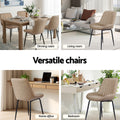 Artiss 4x Dining Chairs Retro PU Leather Kitchen Khaki
