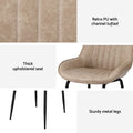 Artiss 4x Dining Chairs Retro PU Leather Kitchen Khaki