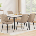 Artiss 4x Dining Chairs Retro PU Leather Kitchen Khaki
