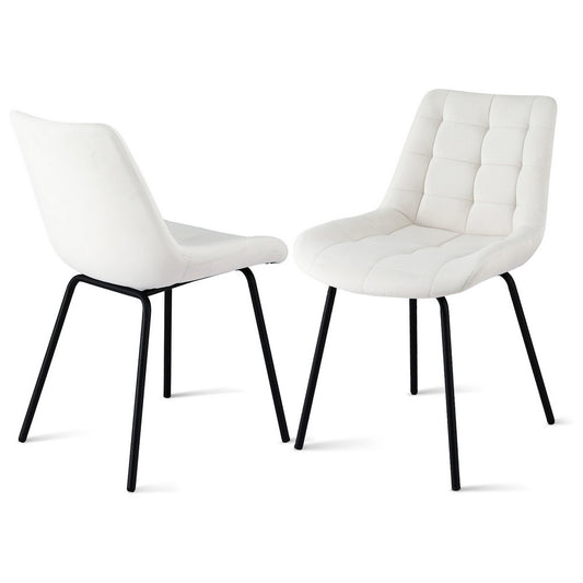 Artiss Dining Chairs Velvet Tufted Kitchen Lounge Accent 2PC Beige