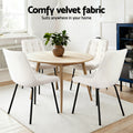 Artiss Dining Chairs Velvet Tufted Kitchen Lounge Accent 2PC Beige