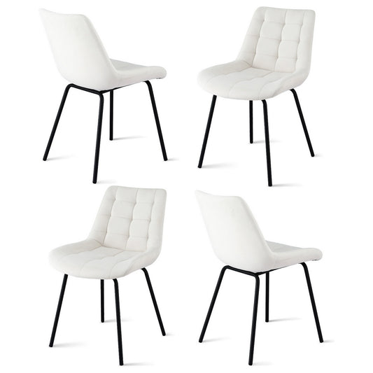 Artiss 4x Velvet Dining Chairs Tufted Beige Kitchen Cafe