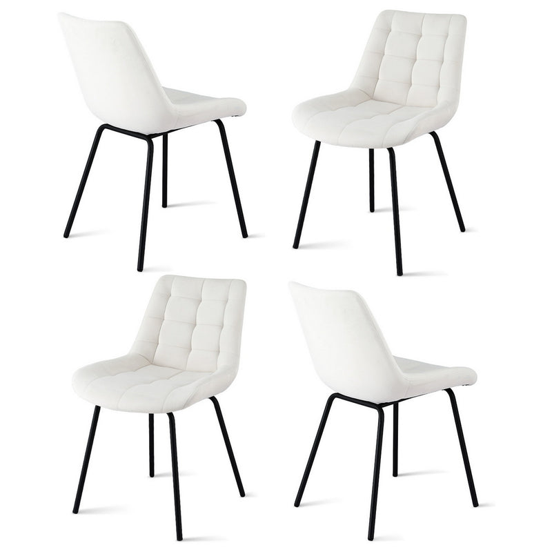 Artiss 4x Velvet Dining Chairs Tufted Beige Kitchen Cafe