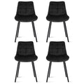 Artiss 4x Velvet Dining Chairs Tufted Black Kitchen Cafe