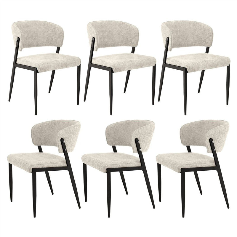 Artiss Dining Chairs Set of 6 Linen Fabric Soft Upholstered Chairs Beige