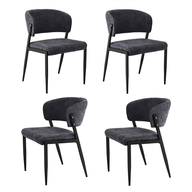 Artiss Dining Chairs Set of 4 Linen Fabric Soft Upholstered Chairs Charcoal