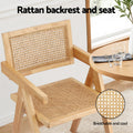 Artiss Dining Chair Wooden Rattan Seat Rubber Wood Frame