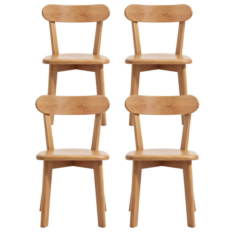 Artiss 4x Dining Chairs Wooden Cafe Lounge Rubber Wood Kitchen Seat