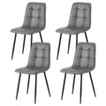 Artiss 4x Dining Chairs PU Leather Grey Retro Kitchen Cafe