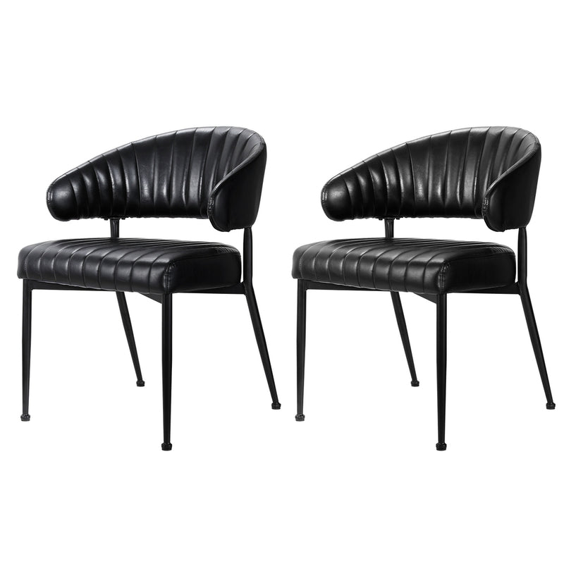 Artiss Dining Chairs Set of 2 Leather Armchair Black