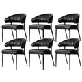 Artiss Dining Chairs Set of 6 Leather Hollow Armchair Black