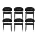 Artiss Dining Chairs Set of 6 Leather Hollow Armchair Black