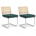 Artiss Dining Chairs Set of 2 Velvet Rattan Green
