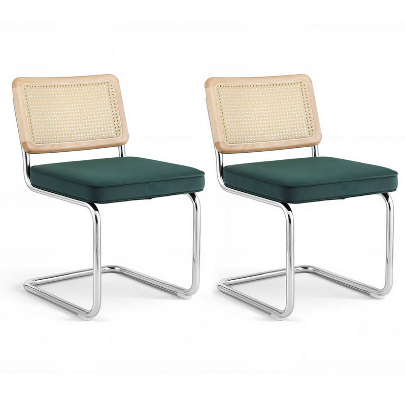 Artiss Dining Chairs Set of 2 Velvet Rattan Green