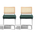 Artiss Dining Chairs Set of 2 Velvet Rattan Green