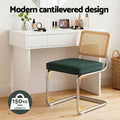 Artiss Dining Chairs Set of 2 Velvet Rattan Green
