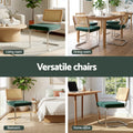 Artiss Dining Chairs Set of 2 Velvet Rattan Green