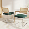 Artiss Dining Chairs Set of 2 Velvet Rattan Green