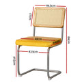 Artiss Dining Chairs Set of 2 Velvet Rattan Yellow