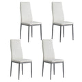 Artiss Dining Chairs Set of 4 White Leather Channel Tufted