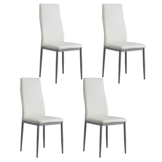 Artiss Dining Chairs Set of 4 White Leather Channel Tufted
