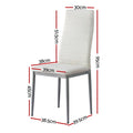 Artiss Dining Chairs Set of 4 White Leather Channel Tufted