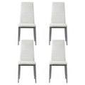 Artiss Dining Chairs Set of 4 White Leather Channel Tufted