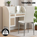 Artiss Dining Chairs Set of 4 White Leather Channel Tufted