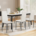 Artiss Dining Chairs Set of 4 White Leather Channel Tufted