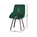 Artiss Dining Chair Set 4 Velvet Swivel Green