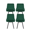 Artiss Dining Chair Set 4 Velvet Swivel Green