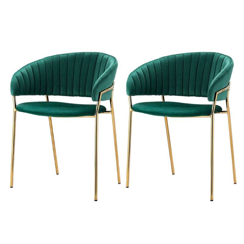 Artiss Dining Chairs Set of 2 Velvet Green Armchair