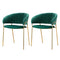 Artiss Dining Chairs Set of 2 Velvet Green Armchair