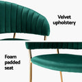 Artiss Dining Chairs Set of 2 Velvet Green Armchair