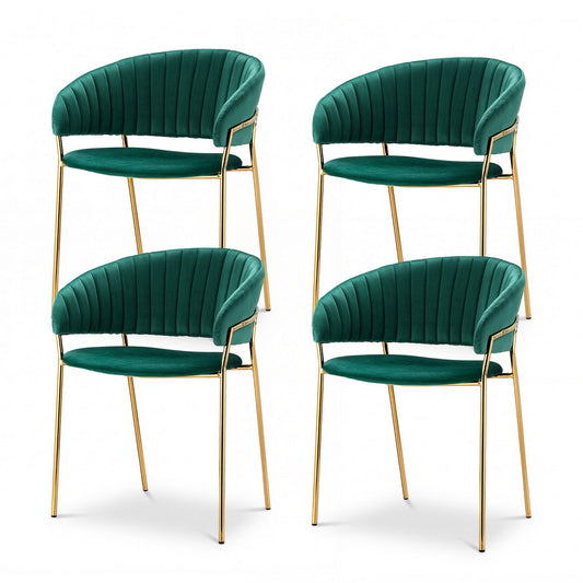 Artiss Dining Chairs Set 4 Velvet Armchair Green