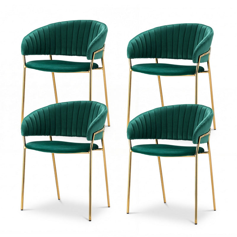 Artiss Dining Chairs Set 4 Velvet Armchair Green