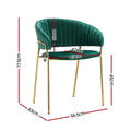 Artiss Dining Chairs Set 4 Velvet Armchair Green