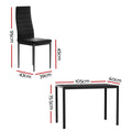Artiss Dining Table Chair Set 4 Seater Black 5 Piece
