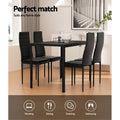 Artiss Dining Table Chair Set 4 Seater Black 5 Piece