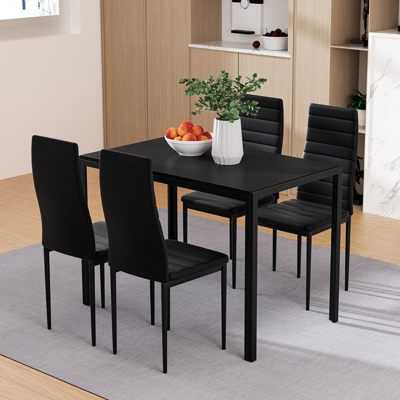 Artiss Dining Table Chair Set 4 Seater Black 5 Piece