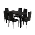 Artiss Dining Set 7 Piece 6 Chair Table Black