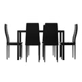 Artiss Dining Set 7 Piece 6 Chair Table Black